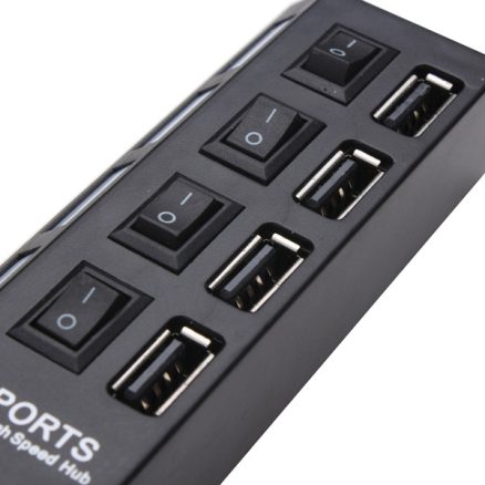 4 Port USB 2.0 Hub High Speed Mini USB Hub Adapter With LED Indicator For Phones 4