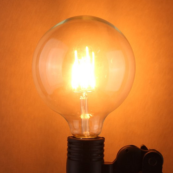 G125 6W E27 Edison Filament Warm White Globe COB LED Light Bulb 220-240V 1
