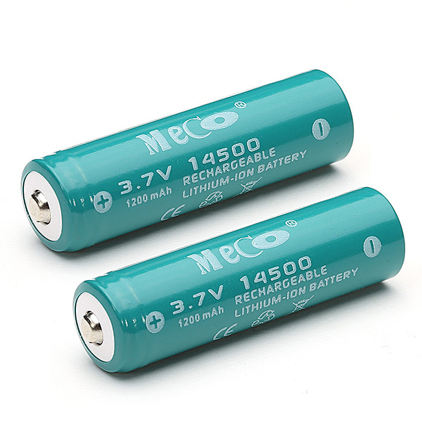 2pcs MECO 3.7V 1200mAh Rechargeable 14500 Li-ion Battery 1