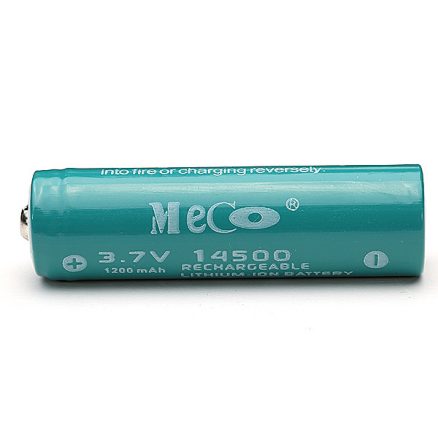 2pcs MECO 3.7V 1200mAh Rechargeable 14500 Li-ion Battery 5