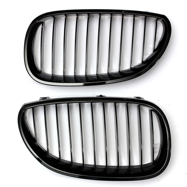 Pair Black Front Sport Wide Kidney Grille Grill for BMW E60 E61 5Series M5 03-10 6 Pair Black Front Sport Wide Kidney Grille Grill for BMW E60 E61 5Series M5 03-10 - Image 6