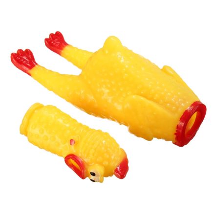 Squeeze Yellow Screaming Rubber Chicken Pet DogToy Squeaker Stress Relievers Gift 5