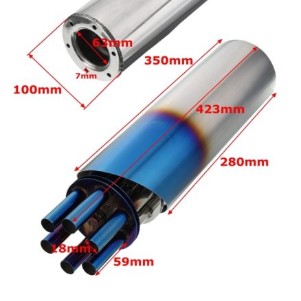 100mm Grilled Blue Stainless Rotating Slip-on Exhaust Muffler Pipe For Motorcycle 2