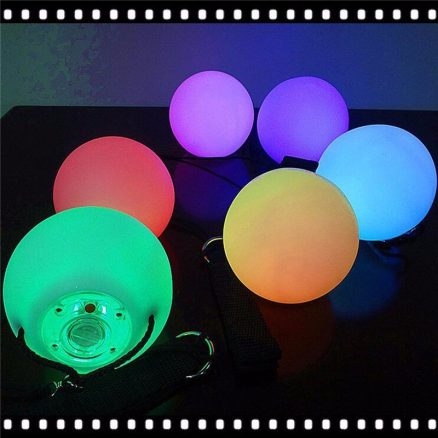 5PCS Pro LED Multicolored Glow POI Thrown Balls Light Up For Belly Dance Hand Props 4