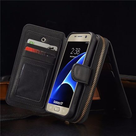 BRG Universal Removable Functional Wallet Case PU HandBag Zipper Cover for Samsung Galaxy S7 1