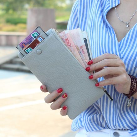 5.5 Inch Women's Vintage Litchi Stria PU Long Wallet Phone Bag Handbag For iPhone 7/7 Plus Samsung 2
