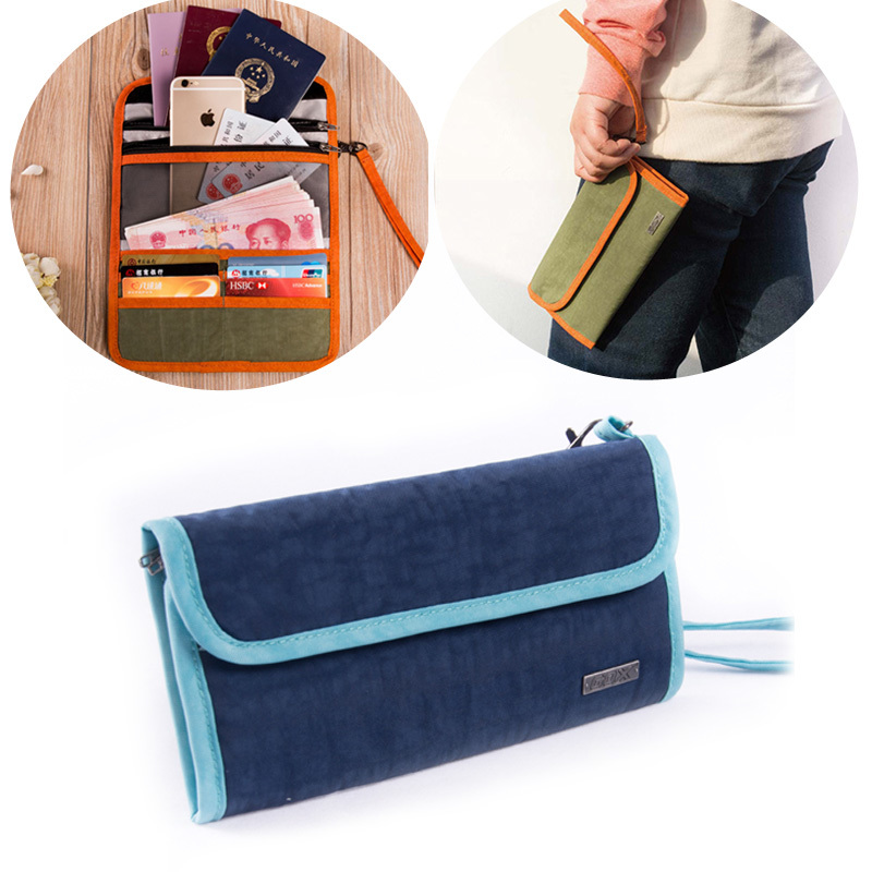 Multi-function Three Folding Canvas Traveling Pouch Handbag Phone Wallet Passport Holder 1