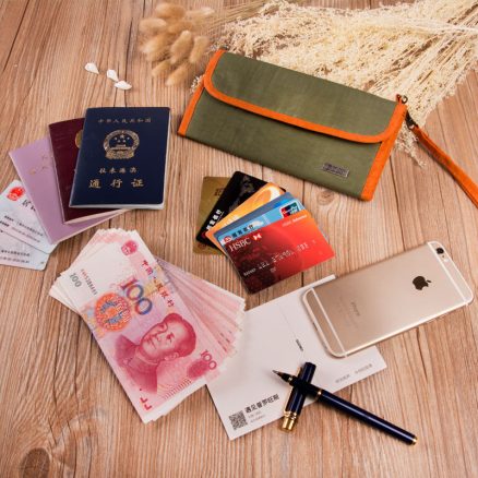 Multi-function Three Folding Canvas Traveling Pouch Handbag Phone Wallet Passport Holder 3