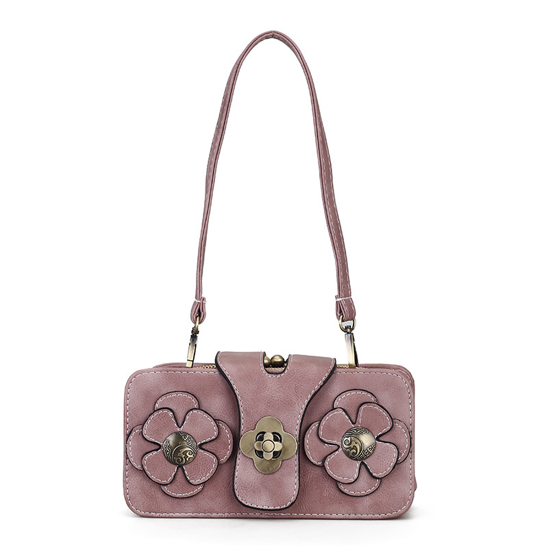 Women Retro PU Leather Hasp Zipper Handbag Rectangular Purse Wallet Phone Bag 1