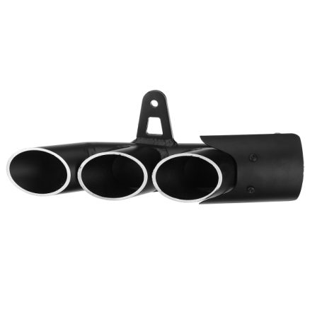 Motorcycle Exhaust Three-outlet Pipe with Mounting Clamp Black 2