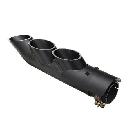 Motorcycle Exhaust Three-outlet Pipe with Mounting Clamp Black 3
