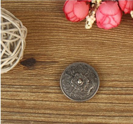 10Set DIY Leather Handbag Wallet Decoration with Antique Round Buttons and Sliver Rivets Hole Flower 6
