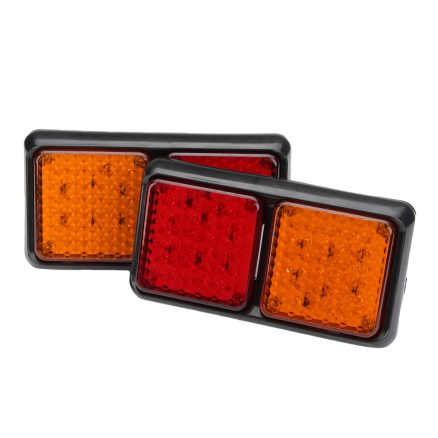 72LED Tail Lights Red Amber Brake Turn Signal Lamps 12V Pair for Trailer Truck Caravan 2