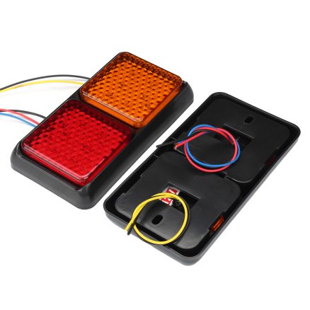 72LED Tail Lights Red Amber Brake Turn Signal Lamps 12V Pair for Trailer Truck Caravan 3