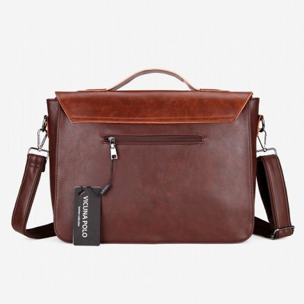 Men Vintage PU Leather Messenger Bag Laptop Briefcase Handbag 14 Inch 2