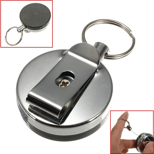 Stainless Steel Tool Belt Money Retractable Key Ring Pull Chain Clip 2