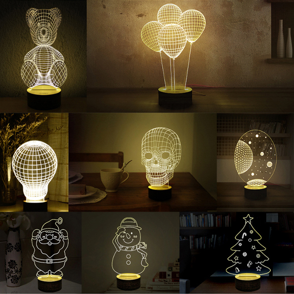 3D Visual LED Small Table Night Light For Holiday Valentine's Day Dr
