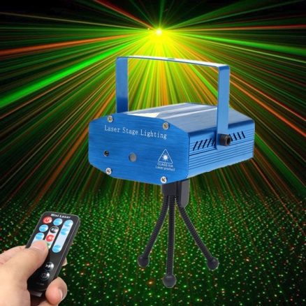 Mini R&G Auto/Voice Control LED Laser Stage Light Projector With Remote For Xmas Party KTV Disco 7