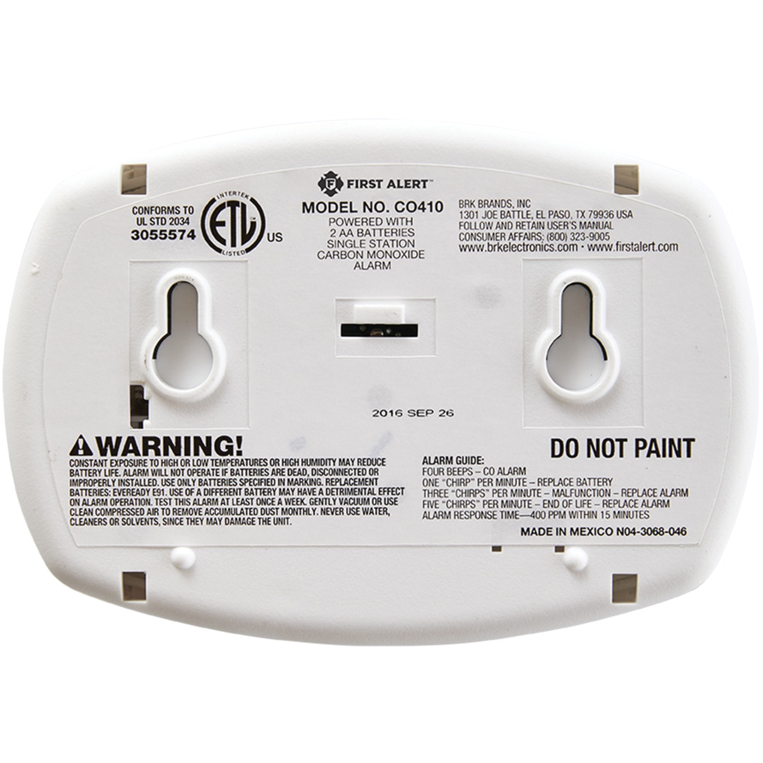 First Alert 1039727 Battery-Powered Carbon Monoxide Alarm with Backlit Digital Display 4 First Alert 1039727 Battery-Powered Carbon Monoxide Alarm with Backlit Digital Display - Image 4