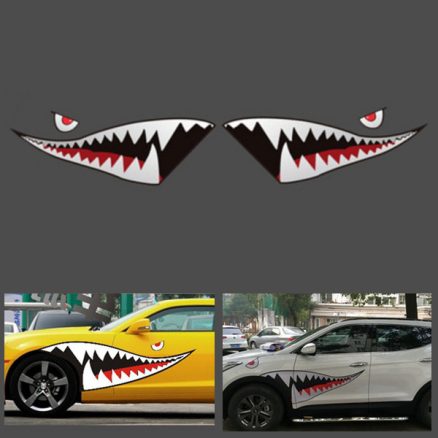 150cmx50cm Shark Month Teeth Vinyl Sticker Car Body Exterior Scratch Cover Decal Waterproof 1