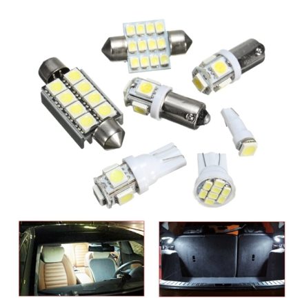 7pcs 12V White Car Interior LED Reading Light Kit Dome Licence Plate Side Mark Lamp 2