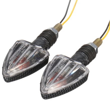 2X Motorcycle Turn Signal Lamp Motor Bike E-marked Carbon Mini Arrow Indicators Light Bulb 12V 5