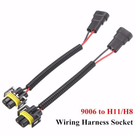 2PCS 9006 To H11 H8 Headlights Conversion Connector Wiring Harness Plug Cable Wires Cables 5