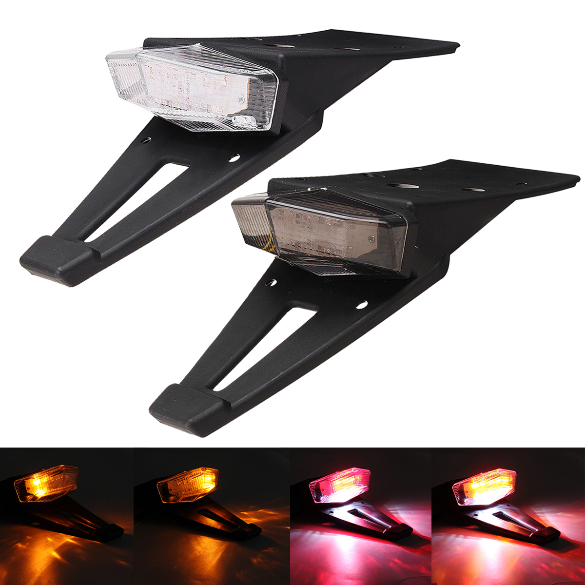 12V License Plate Motorcycle Rear Fender Tail Stop Lights Turn Signal Lamp Universal 2