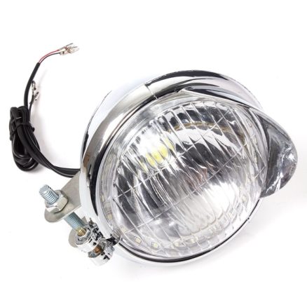 12V Universal Motorcycle 25 LEDs Headlight Headlamp Chrome Case 2