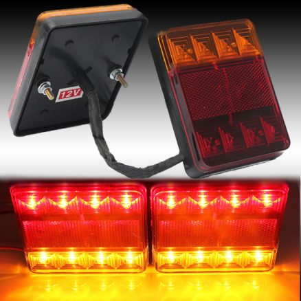 12V 8 LED Car Truck LED Rear Tail Brake Lights Warning Turn Signal Lamp Red+Yellow 2PCS for Lorry Trailer Caravans 3