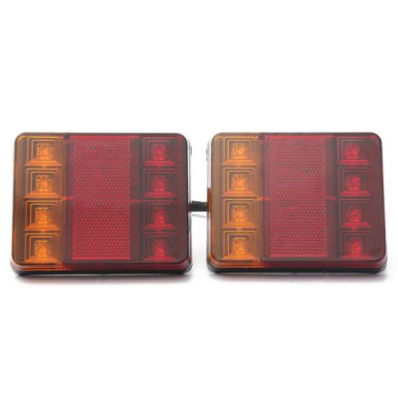 12V 8 LED Car Truck LED Rear Tail Brake Lights Warning Turn Signal Lamp Red+Yellow 2PCS for Lorry Trailer Caravans 5