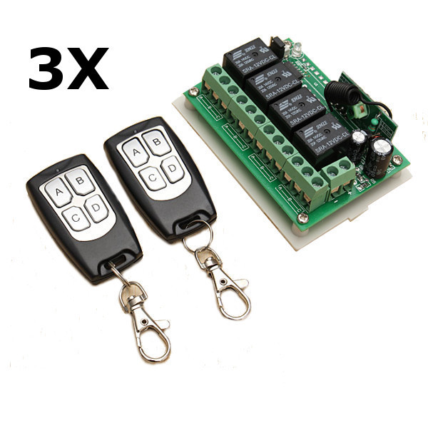 3Pcs Geekcreit?® 12V 4CH Channel 433Mhz Wireless Remote Control Switch With 2 Transimitter 1