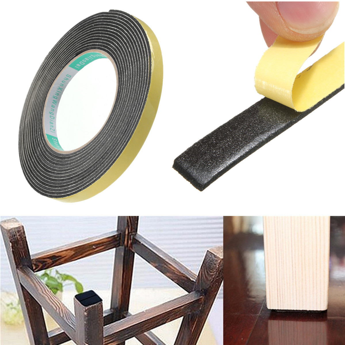 Safety Black Single Sided Adhesive Foam Cushion Tape Closed Cell ?‹5m x 2mm x 10mm 1 Safety Black Single Sided Adhesive Foam Cushion Tape Closed Cell ?‹5m x 2mm x 10mm