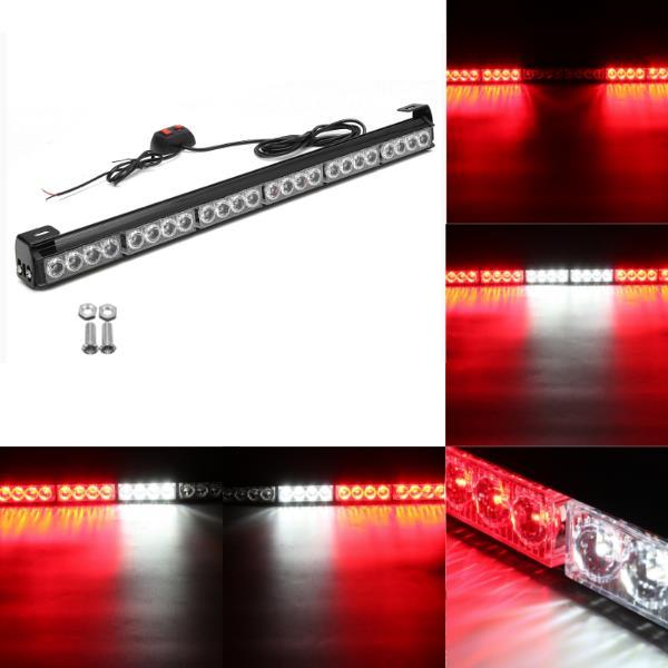 27inch 24 LED White Red Emergency Warning Light Bar Traffic Strobe Flashing Light 2