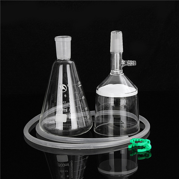 500mL 24/29 Joint Suction Filtration Equipment Glass Buchner Funnel Conical Flask Filter Kit 1