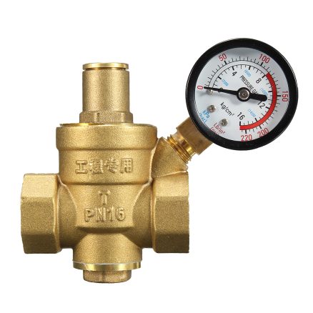 DN20 NPT 3/4" Adjustable Brass Water Pressure Regulator Reducer with Gauge Meter 1