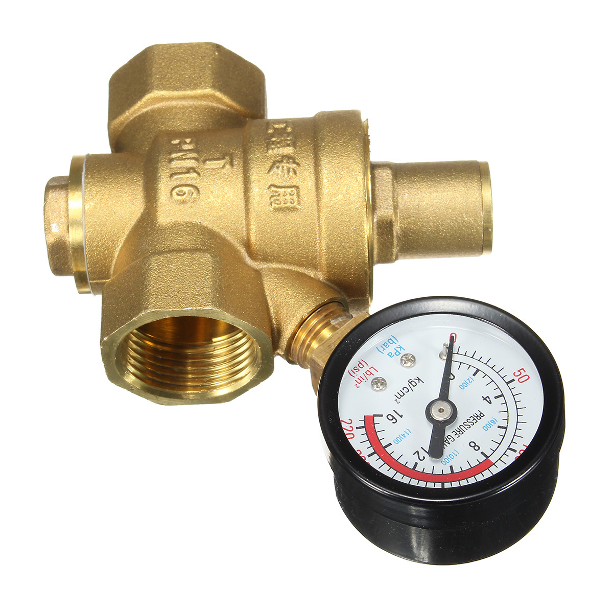 DN20 NPT 3/4" Adjustable Brass Water Pressure Regulator Reducer with Gauge Meter 2 DN20 NPT 3/4" Adjustable Brass Water Pressure Regulator Reducer with Gauge Meter - Image 2