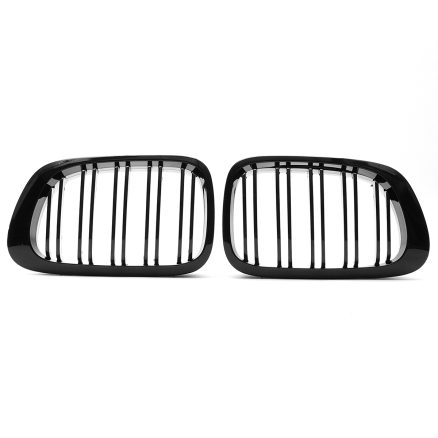 Car Front Right & Left Gloss Black Frontgrills For BMW E46 1998-2001 1