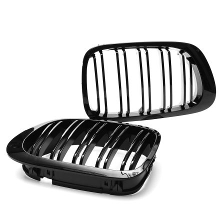 Car Front Right & Left Gloss Black Frontgrills For BMW E46 1998-2001 4
