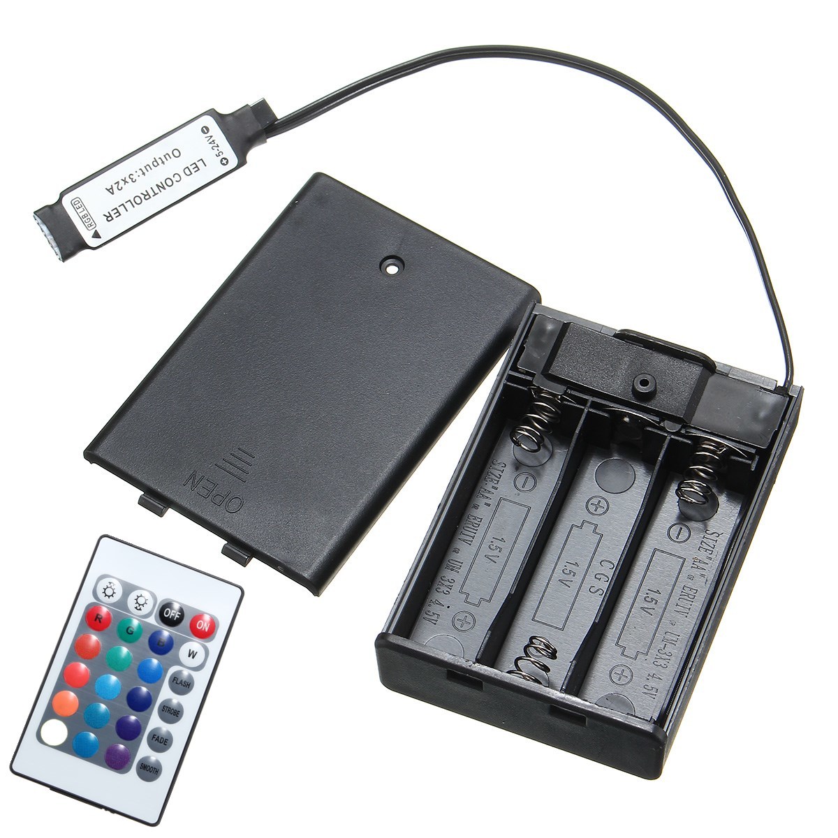 DC4.5V Mini RF Controller Battery Box with 24 Keys Remote Control for RGB LED Strip 1