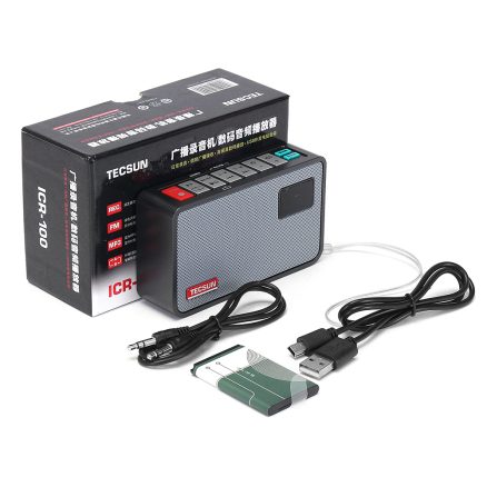Tecsun ICR-100 Voice Recorder A-B Repeat FM Radio Receiver Support TF Card USB AUX 7