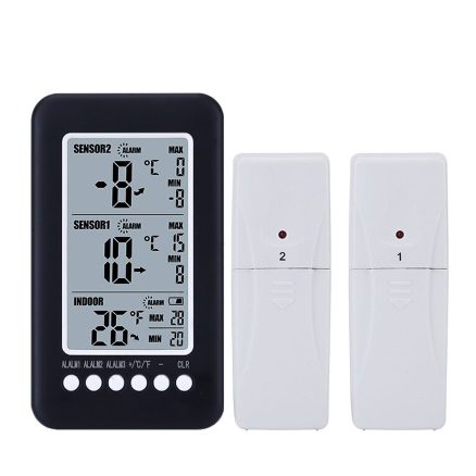 2 Sensor Wireless Freezer Alarm Digital Thermometer LCD screen Indoor Outdoor 2