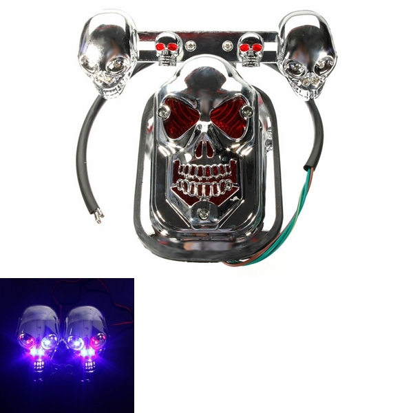 Motorcycle Quad ATV Turn Signal Rear Brake Tail Light Chrome Skull 1 Motorcycle Quad ATV Turn Signal Rear Brake Tail Light Chrome Skull