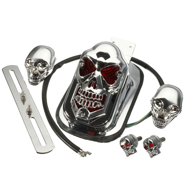 Motorcycle Quad ATV Turn Signal Rear Brake Tail Light Chrome Skull 3 Motorcycle Quad ATV Turn Signal Rear Brake Tail Light Chrome Skull - Image 3