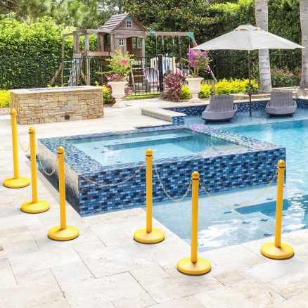 6 Pcs Plastic Stanchion Set with 5 Detachable Chains for Indoor and Outdoor-Yellow - Color: Yellow 2