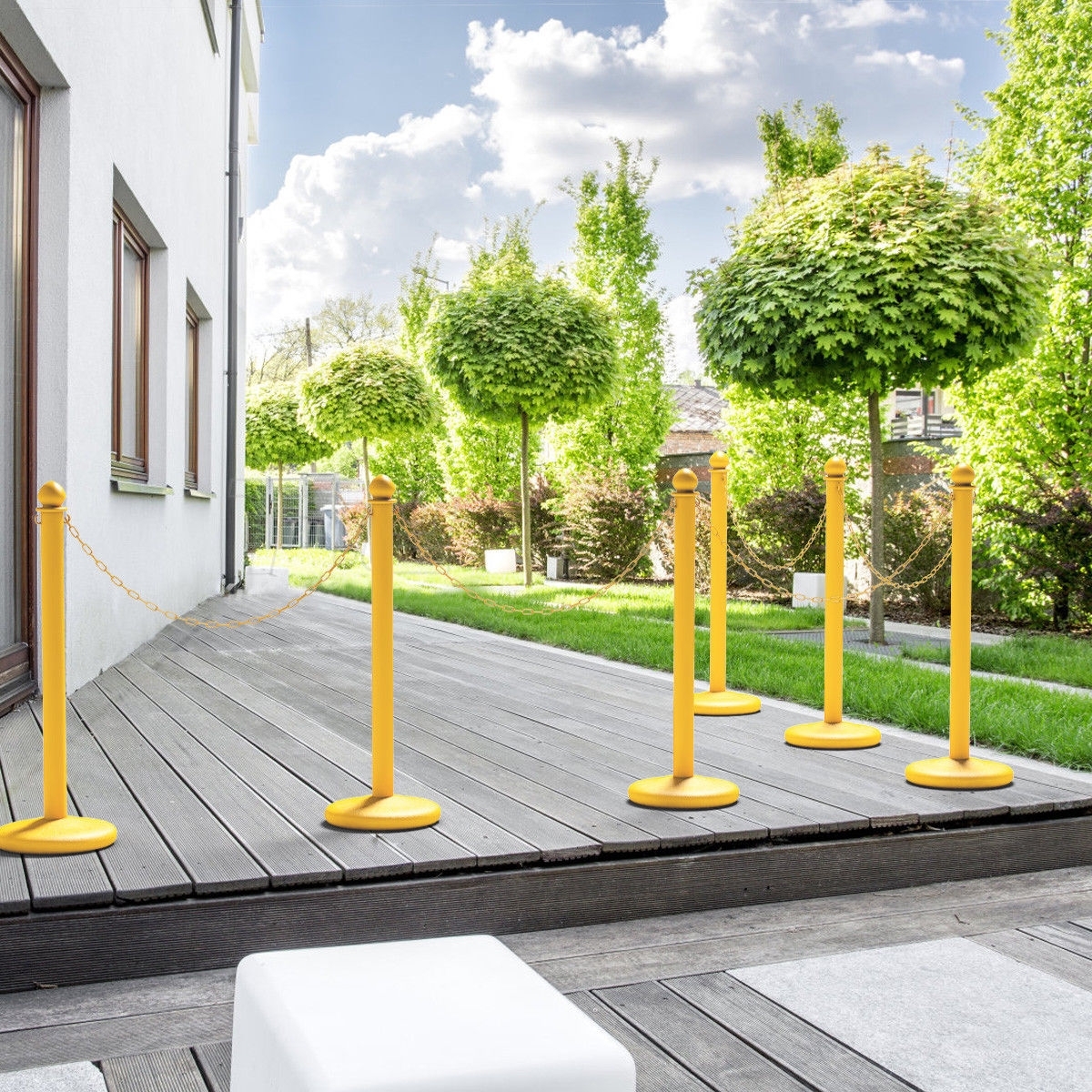 6 Pcs Plastic Stanchion Set with 5 Detachable Chains for Indoor and Outdoor-Yellow - Color: Yellow 3 6 Pcs Plastic Stanchion Set with 5 Detachable Chains for Indoor and Outdoor-Yellow - Color: Yellow - Image 3