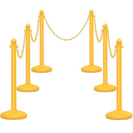 6 Pcs Plastic Stanchion Set with 5 Detachable Chains for Indoor and Outdoor-Yellow - Color: Yellow 5