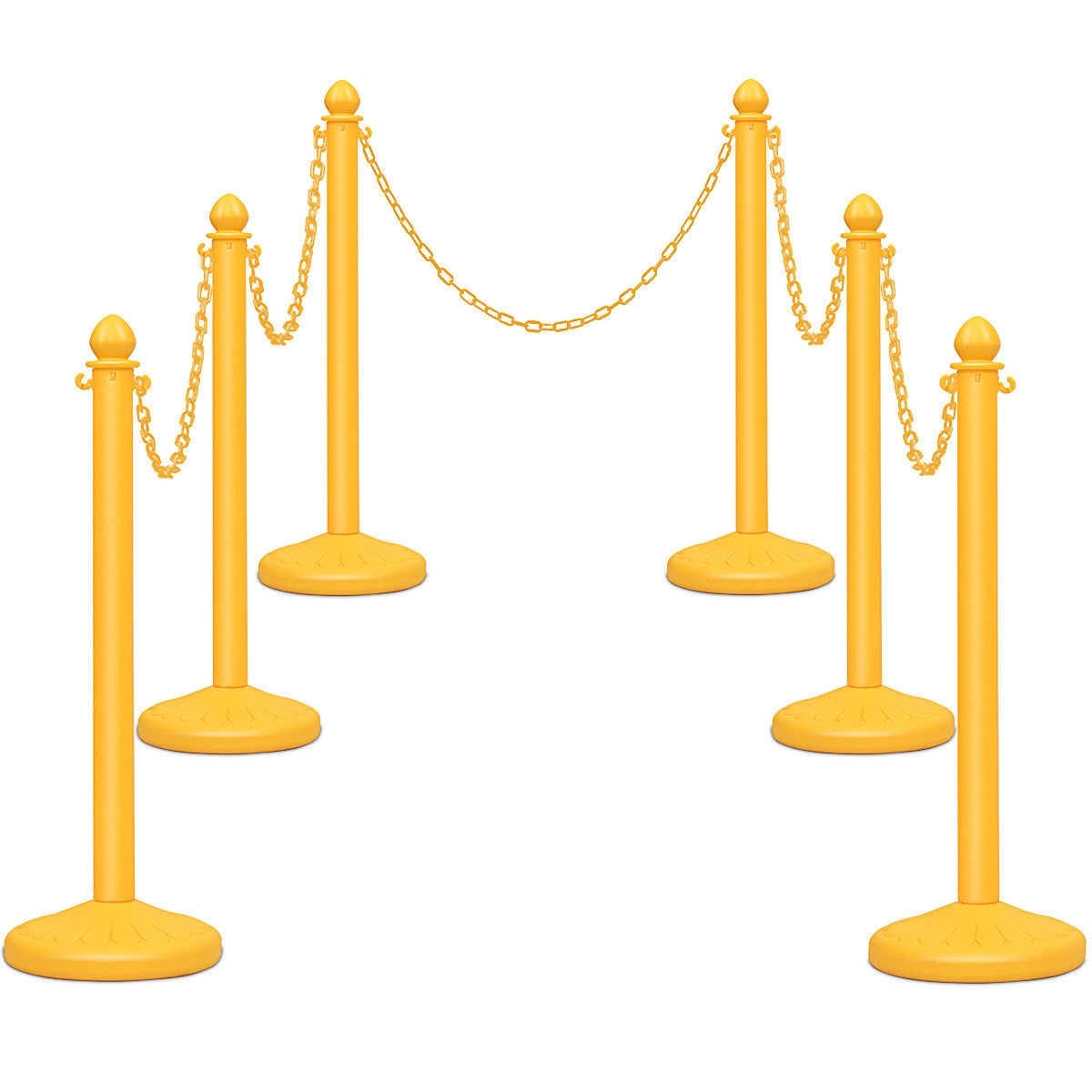 6 Pcs Plastic Stanchion Set with 5 Detachable Chains for Indoor and Outdoor-Yellow - Color: Yellow 5 6 Pcs Plastic Stanchion Set with 5 Detachable Chains for Indoor and Outdoor-Yellow - Color: Yellow - Image 5