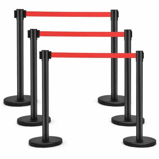6 pcs Black Stanchion Posts Queue Pole 1 6 pcs Black Stanchion Posts Queue Pole