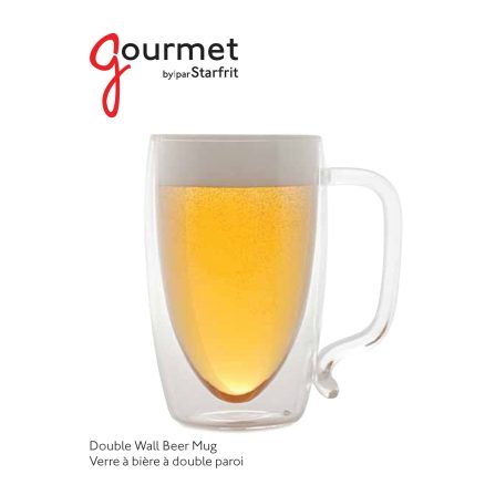 Starfrit 080061-006-0000 17-Ounce Double-Wall Glass Beer Mug 3